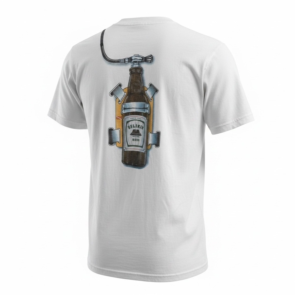 Dive San Pedro Belize Scuba Beer Graphic Tee Mens S White Single Stitch - Picture 2 of 9
